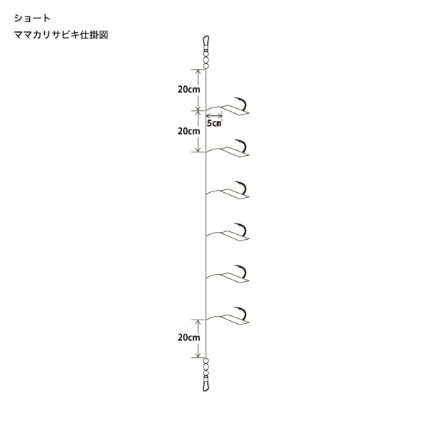 ショートママカリサビキ 【全長120?のサビキ仕掛け/堤防・防波堤・波止サビキ仕掛け】
